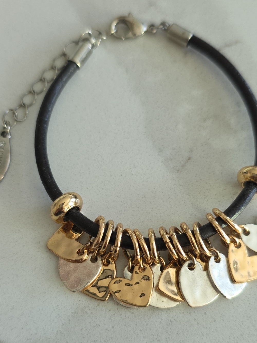 Gold Heart Charm Leather Bracelet - Women Jewelry